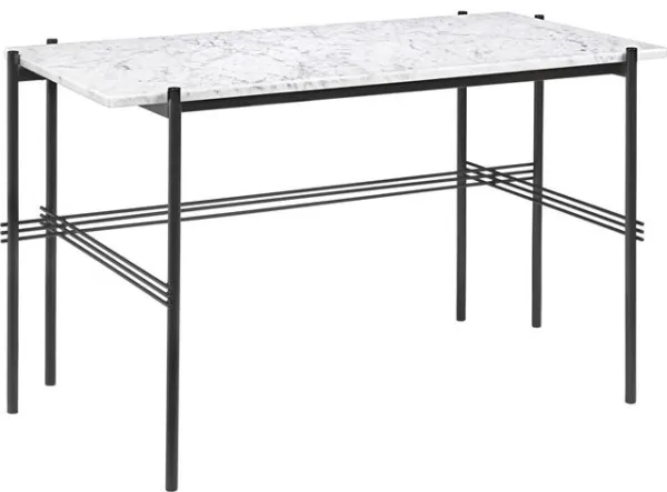 GUBI TS Kirjoituspöytä 120 x 60 cm mustalla jalustalla ja valkoisella Carrara-marmoritasolla