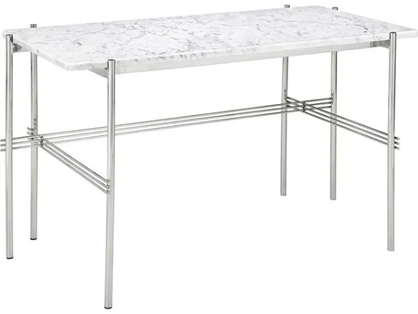 GUBI TS Kirjoituspöytä 120x60 Kiillotettu teräs/Valkoinen Carrara-marmori