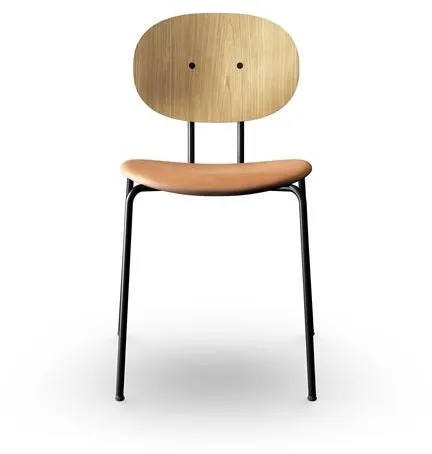 Sibast Furniture Piet Hein Ruokatuoli Musta Tammesta ja Konjakinvärisestä Nahasta